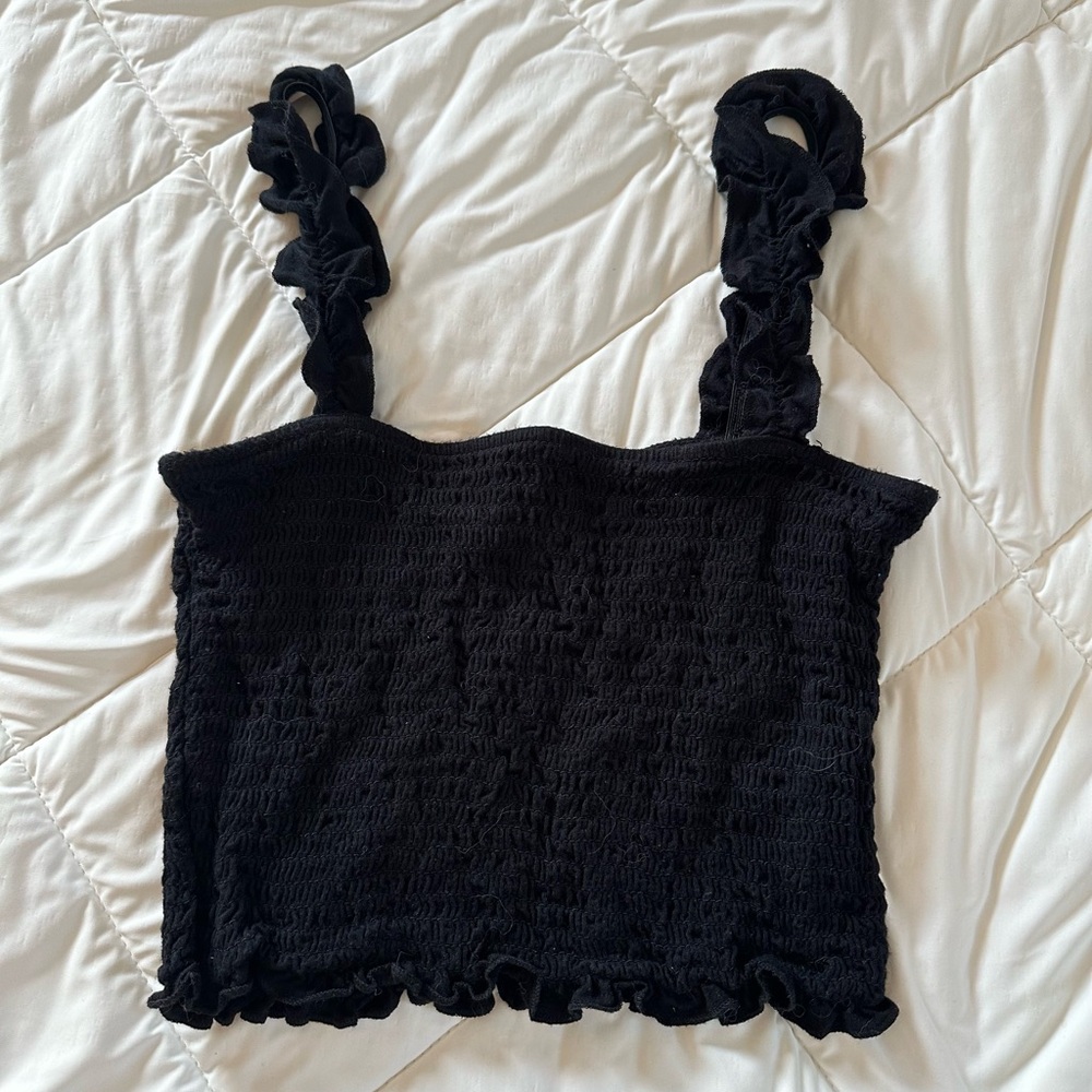 Black Ruffled Women's Top